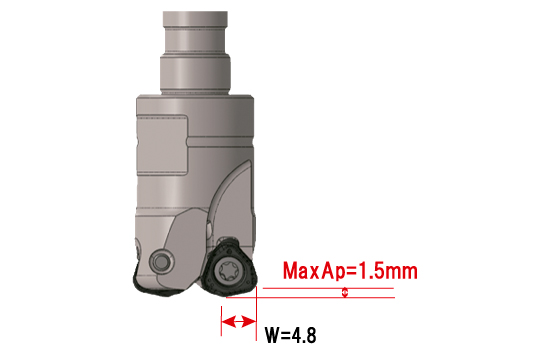 Both high feed machining and shoulder milling are possible by using same insert.